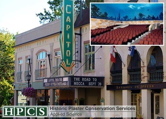 Capitol Theatre, Port Hope, Ontario - view from the street and inset view of the interior