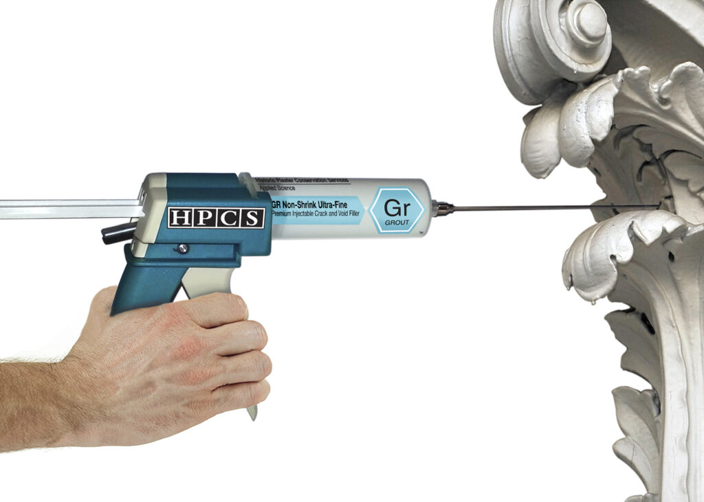 GR Non-Shrink Ultra-Fine Premium Crack & Grout Filler in use with HPCS pistol grip syringe