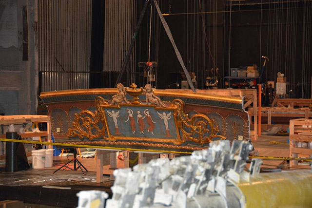 Face of a cast plaster section of the proscenium