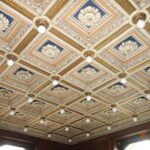 Ornate fibrous plaster coffered ceiling in Frank Woolworth's office