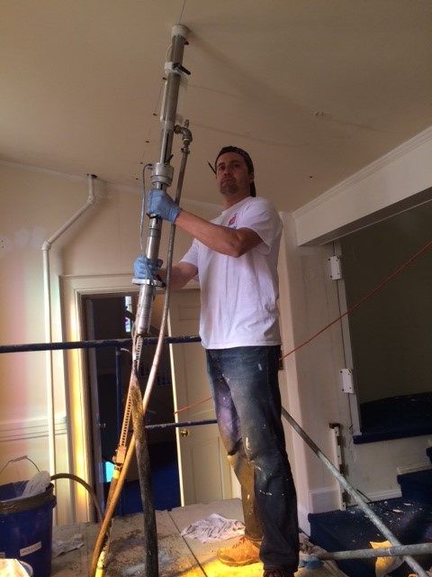 Remote Consolidant Applicator treats plaster ceiling from blind location